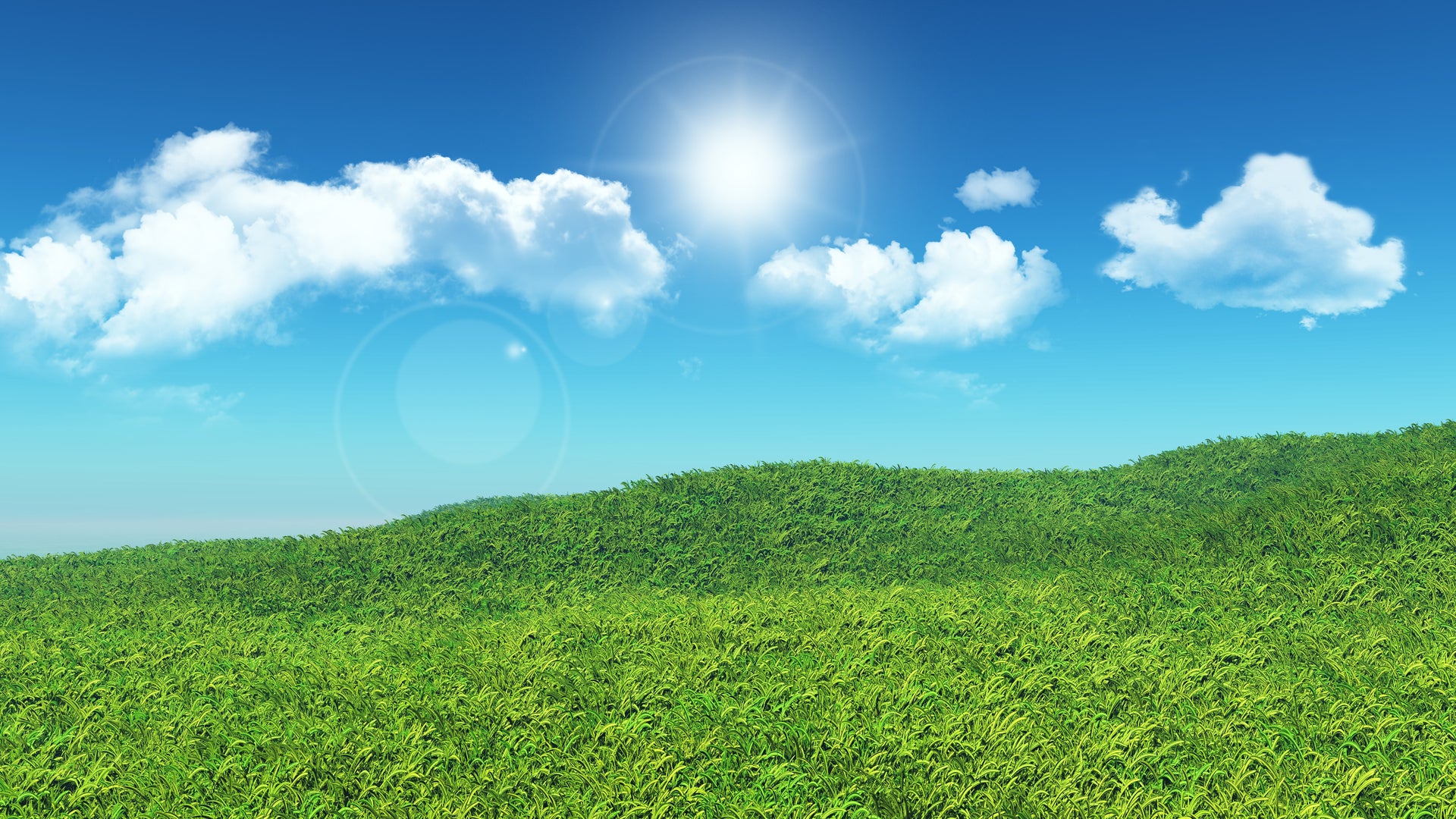 3d-landscape-grassy-hill-with-clouds-blue-sky